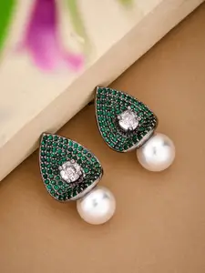 ATIBELLE Gold Plated & multicoloured kundan stone studded dome shaped drop earrings