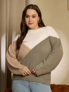 Berrylush Curve Women Colourblocked Pullover