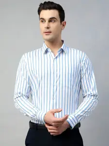 Hancock Men Slim Fit Opaque Striped Formal Shirt