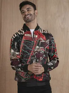 PRONK Men Graphic Printed Regular Jacket with Patchwork