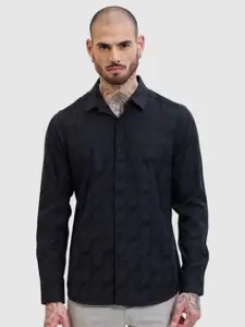 Snitch Men Smart Slim Fit Spread Collar Geometric Printed Casual Shirt