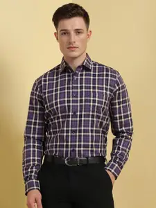 Allen Solly Men Slim Fit Spread Collar Tartan Checked Cotton Formal Shirt