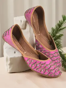 Anouk Women Embellished Square Toe Ethnic Mojaris Flats