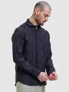 Snitch Men Smart Slim Fit Textured Casual Shirt