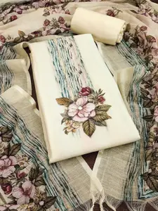 Maroosh Floral Printed Zari Embroidered Unstitched Dress Material