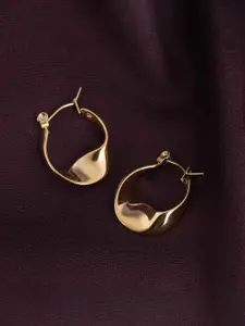 PALMONAS18KT Gold Plated Stainless Steel Wobbly Circle Hoop Earrings