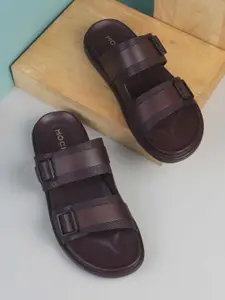 Mochi Men Leather Comfort Sandals with Buckle