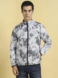 Allen Solly Men Stand Collar Abstract Printed Casual Reversible Bomber Jacket