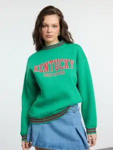 Trendyol Women Typography Printed Pullover Sweatshirt