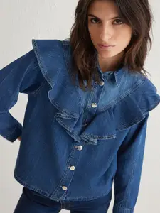 Trendyol Women Spread Collar Solid Cotton Casual Shirt