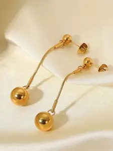 Niscka Gold-Plated contemporary Shaped Drop Earrings