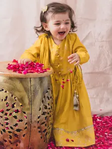 Tiber Taber Girls Woven Design Zari Ready to Wear Lehenga & Blouse With Dupatta