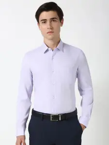 Peter England Men Slim Fit Spread Collar Textured Cotton Formal Shirt