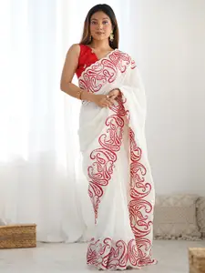 Satrani Women Embroidered Saree With Blouse Piece