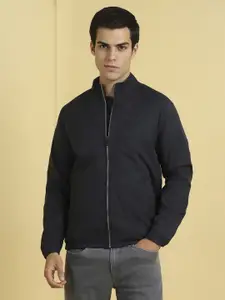 Allen Solly Men Stand Collar Solid Casual Reversible Bomber Jacket