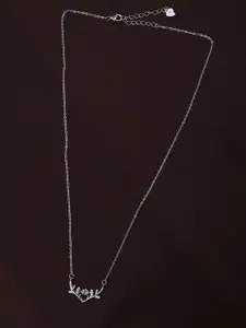 PALMONAS 925 Sterling Silver-Plated Cubic Zirconia Studded Stag Necklace