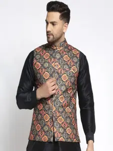Kaifoo Men Woven Design Nehru Jacket