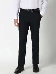 Peter England Men Checked Slim Fit Trousers