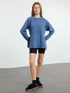 Trendyol Women Round Neck Longline Sweatshirt