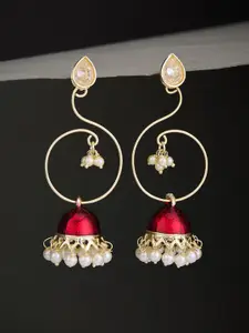 ATIBELLE Silver-Plated Cubic Zirconia Stone Studded Contemporary Drop Earrings