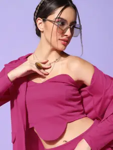 Fashion FRICKS Solid Top and Trousers With blazer