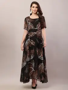 Raabta Fashion Floral Print Georgette Fit & Flare Maxi Dress