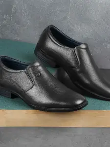 Metro Men Textured Leather Formal Slip-On Shoes