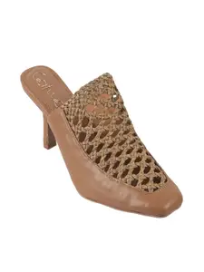 Catwalk Women Printed Mules with Laser Cuts Flats