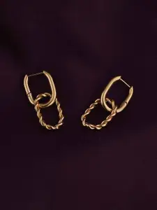 PALMONAS18KT Gold Plated Stainless Steel Double Ring Shaped Hoop Earrings