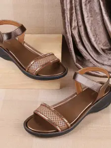 WALKWAY by Metro Textured Block Peep Toes with Buckles