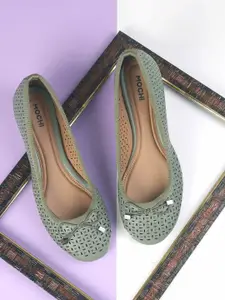 Mochi Embellished Stiletto Pumps with Laser Cuts