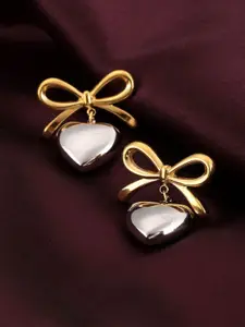 PALMONAS 18k Gold-Plated Contemporary Stainless Steel Drop Earrings