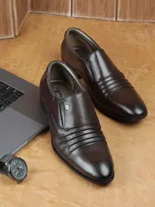 Metro Men Textured Leather Formal Slip-On Shoes