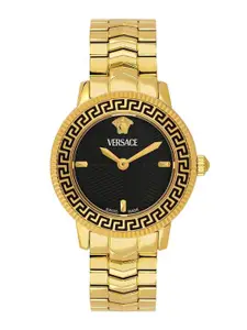 Versace Women Brass Dial & Stainless Steel Straps Analogue Watch VEUCA0824