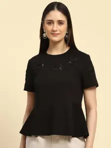 Global Republic Women Embroidered Cotton Crop A-Line Top