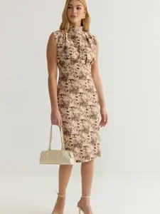 Trendyol Women High Neck Sheath Midi Dress