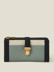 Accessorize Women Color Block Push Lock Faux Leather Wallet