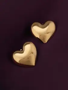 PALMONAS 18k Gold Plated Bold Heart Stainless Steel Stud Earrings