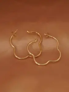 Niscka Gold-Plated Contemporary Shaped Hoop Earrings
