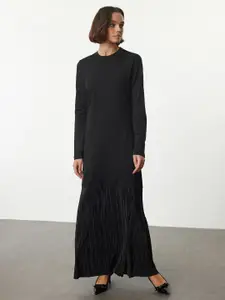 Trendyol Round Neck Long Sleeves Pure Cotton Maxi Dress