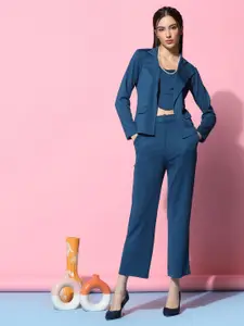 Fashion FRICKS Solid Top and Trousers With blazer