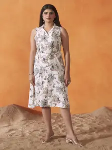 Anouk Women Shirt Collar Cotton Fit & Flare Dress