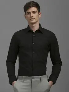 Louis Philippe Men Classic Slim Fit Spread Collar Textured Cotton Formal Shirt