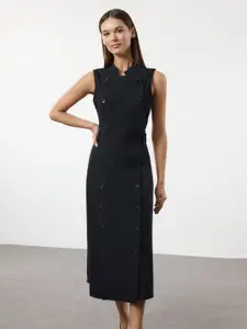 Trendyol Mandarin Collar Sleeveless Blazer Midi Dress