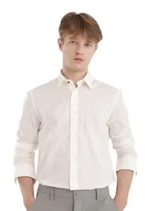 RARE RABBIT Men Comfort Fit  Spread Collar Solid Cotton Formal Shirt