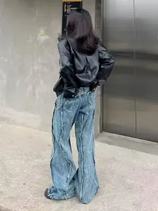 StyleCast Women Wide Leg Heavy Fade Jeans