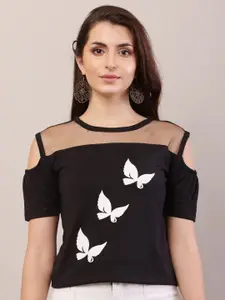 Raabta Fashion Floral Cold-Shoulder Top