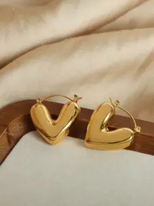 PALMONAS 18k Gold Plated Love Stainless Steel Hoop Earrings