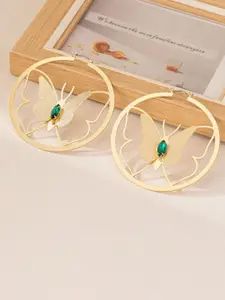 Niscka Gold-Plated Zircon Studded Circular Shaped Hoop Earrings