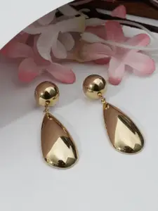 Niscka Gold-Plated Contemporary Drop Earrings